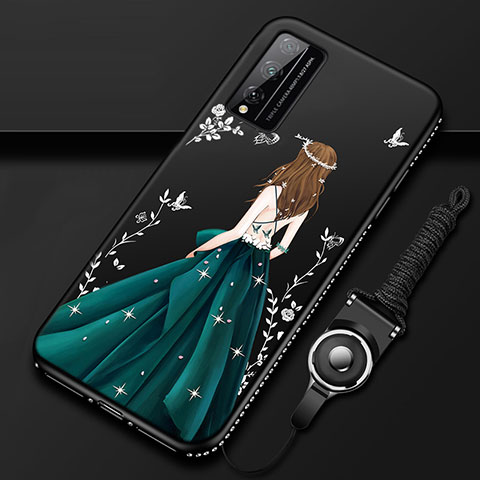 Coque Silicone Dos de Fille Souple Couleur Unie Etui Housse S01 pour Huawei Honor Play4T Pro Vert