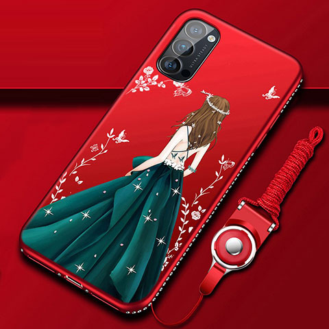 Coque Silicone Dos de Fille Souple Couleur Unie Etui Housse S01 pour Oppo Reno4 Pro 5G Mixte