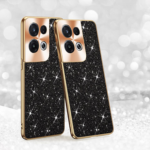 Coque Silicone et Plastique Housse Etui Protection Integrale 360 Degres Bling-Bling GS1 pour Oppo Reno9 Pro+ Plus 5G Noir