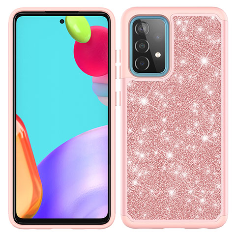 Coque Silicone et Plastique Housse Etui Protection Integrale 360 Degres Bling-Bling JX1 pour Samsung Galaxy A52 4G Or Rose