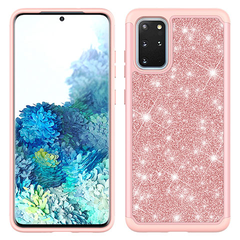 Coque Silicone et Plastique Housse Etui Protection Integrale 360 Degres Bling-Bling JX1 pour Samsung Galaxy S20 Plus 5G Or Rose