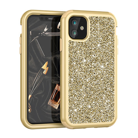 Coque Silicone et Plastique Housse Etui Protection Integrale 360 Degres Bling-Bling pour Apple iPhone 11 Or