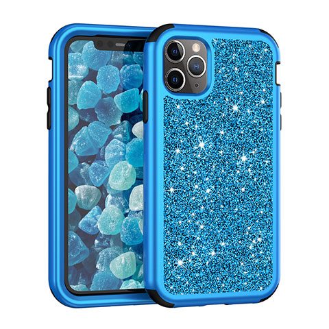 Coque Silicone et Plastique Housse Etui Protection Integrale 360 Degres Bling-Bling pour Apple iPhone 11 Pro Bleu