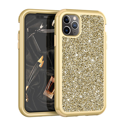 Coque Silicone et Plastique Housse Etui Protection Integrale 360 Degres Bling-Bling pour Apple iPhone 11 Pro Or