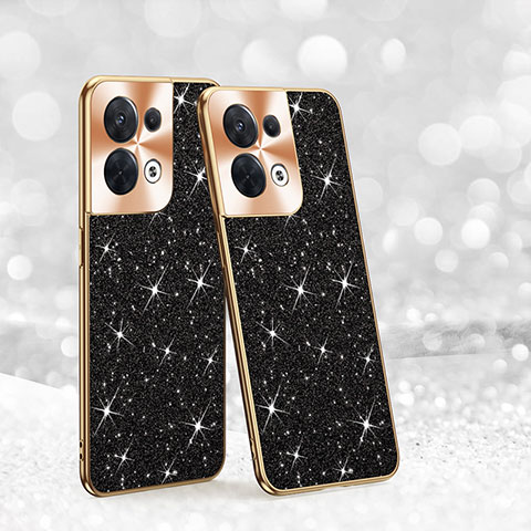 Coque Silicone et Plastique Housse Etui Protection Integrale 360 Degres Bling-Bling pour Oppo Reno8 5G Noir