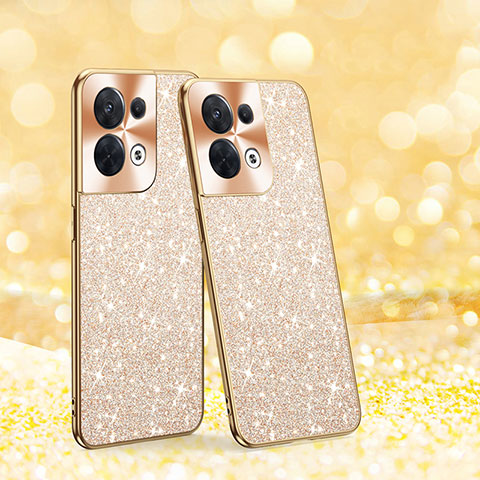 Coque Silicone et Plastique Housse Etui Protection Integrale 360 Degres Bling-Bling pour Oppo Reno9 Pro 5G Or