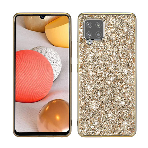 Coque Silicone et Plastique Housse Etui Protection Integrale 360 Degres Bling-Bling pour Samsung Galaxy A42 5G Or