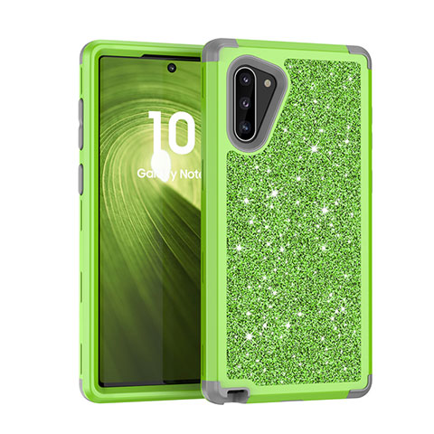 Coque Silicone et Plastique Housse Etui Protection Integrale 360 Degres Bling-Bling pour Samsung Galaxy Note 10 5G Vert