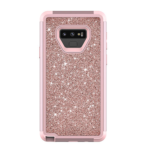 Coque Silicone et Plastique Housse Etui Protection Integrale 360 Degres Bling-Bling pour Samsung Galaxy Note 9 Or Rose