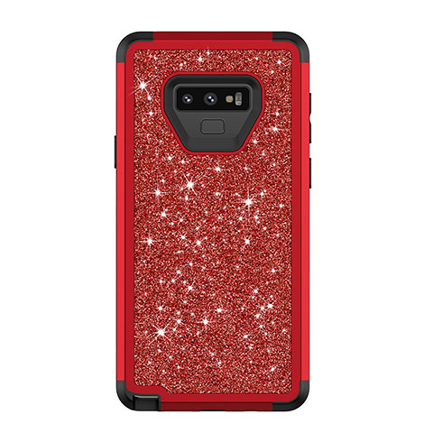 Coque Silicone et Plastique Housse Etui Protection Integrale 360 Degres Bling-Bling pour Samsung Galaxy Note 9 Rouge