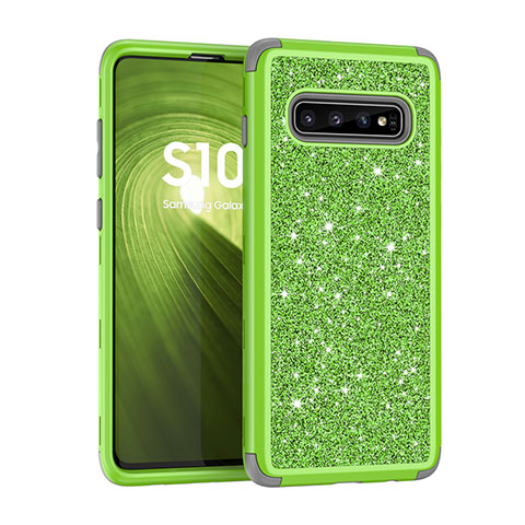 Coque Silicone et Plastique Housse Etui Protection Integrale 360 Degres Bling-Bling pour Samsung Galaxy S10 5G Vert