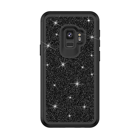 Coque Silicone et Plastique Housse Etui Protection Integrale 360 Degres Bling-Bling pour Samsung Galaxy S9 Noir