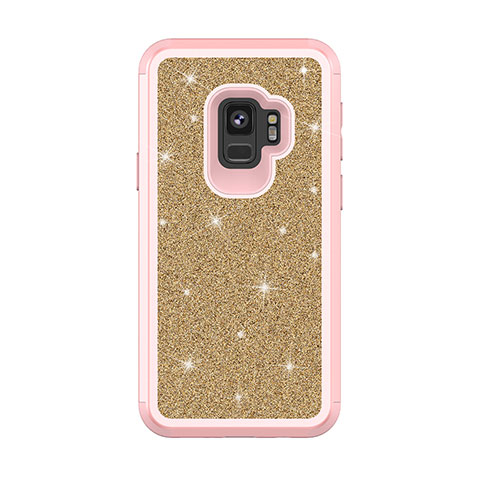 Coque Silicone et Plastique Housse Etui Protection Integrale 360 Degres Bling-Bling pour Samsung Galaxy S9 Rose