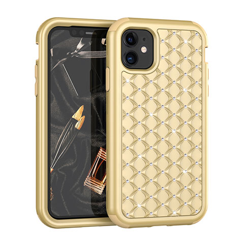 Coque Silicone et Plastique Housse Etui Protection Integrale 360 Degres Bling-Bling U01 pour Apple iPhone 11 Or