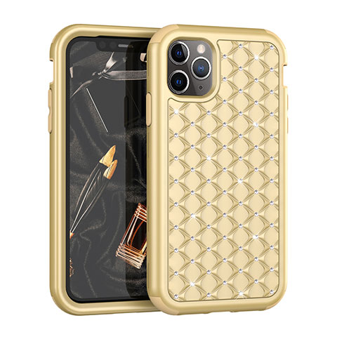 Coque Silicone et Plastique Housse Etui Protection Integrale 360 Degres Bling-Bling U01 pour Apple iPhone 11 Pro Max Or