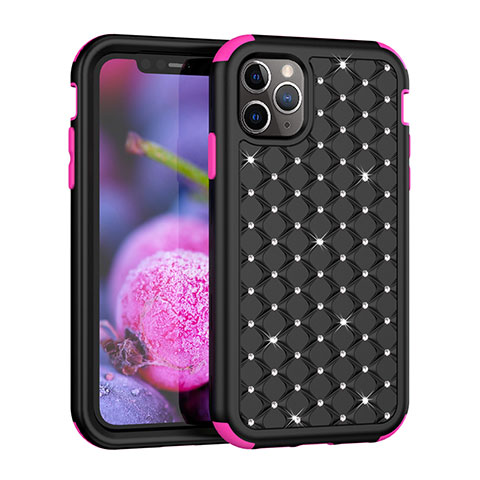 Coque Silicone et Plastique Housse Etui Protection Integrale 360 Degres Bling-Bling U01 pour Apple iPhone 11 Pro Max Rose