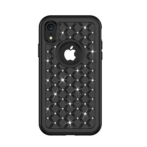 Coque Silicone et Plastique Housse Etui Protection Integrale 360 Degres Bling-Bling U01 pour Apple iPhone XR Noir