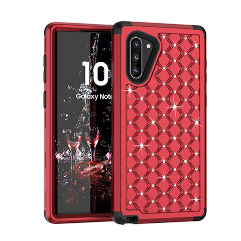 Coque Silicone et Plastique Housse Etui Protection Integrale 360 Degres Bling-Bling U01 pour Samsung Galaxy Note 10 5G Rouge