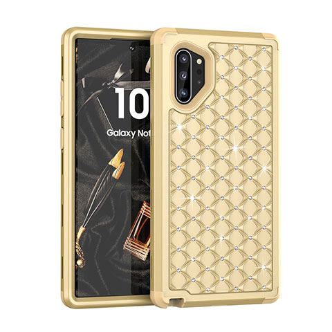 Coque Silicone et Plastique Housse Etui Protection Integrale 360 Degres Bling-Bling U01 pour Samsung Galaxy Note 10 Plus 5G Or