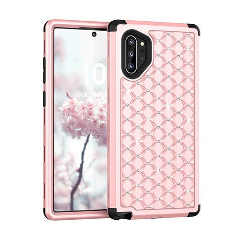 Coque Silicone et Plastique Housse Etui Protection Integrale 360 Degres Bling-Bling U01 pour Samsung Galaxy Note 10 Plus Rose