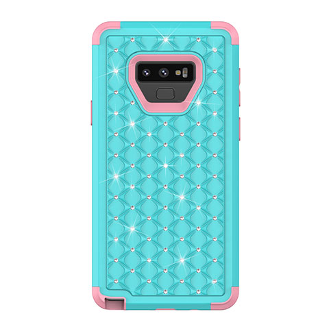 Coque Silicone et Plastique Housse Etui Protection Integrale 360 Degres Bling-Bling U01 pour Samsung Galaxy Note 9 Cyan