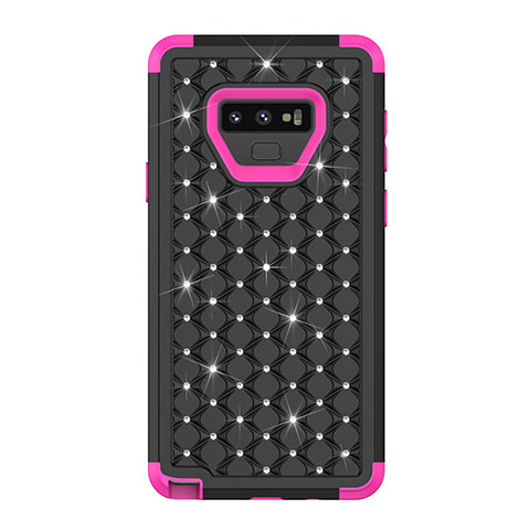 Coque Silicone et Plastique Housse Etui Protection Integrale 360 Degres Bling-Bling U01 pour Samsung Galaxy Note 9 Rose Rouge