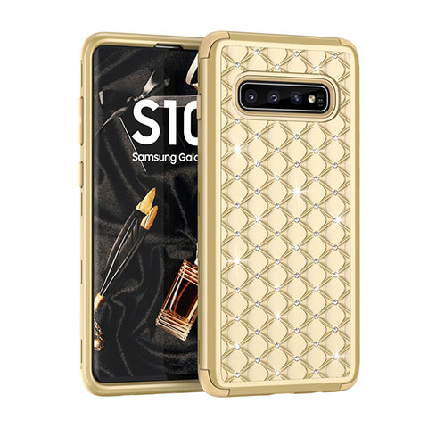 Coque Silicone et Plastique Housse Etui Protection Integrale 360 Degres Bling-Bling U01 pour Samsung Galaxy S10 5G Or