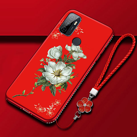 Coque Silicone Fleurs Souple Couleur Unie Etui Housse A01 pour Oppo A32 Rouge