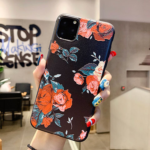 Coque Silicone Fleurs Souple Couleur Unie Etui Housse H02 pour Apple iPhone 11 Pro Max Rouge