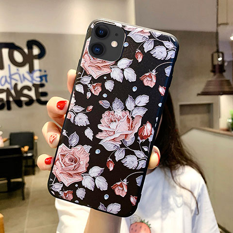 Coque Silicone Fleurs Souple Couleur Unie Etui Housse H02 pour Apple iPhone 11 Rose