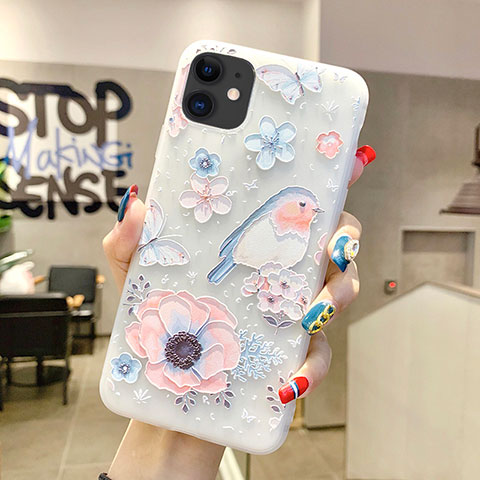 Coque Silicone Fleurs Souple Couleur Unie Etui Housse H03 pour Apple iPhone 11 Bleu Ciel