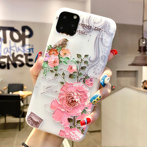 Coque Silicone Fleurs Souple Couleur Unie Etui Housse H06 pour Apple iPhone 11 Pro Rose