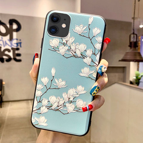 Coque Silicone Fleurs Souple Couleur Unie Etui Housse H07 pour Apple iPhone 11 Cyan