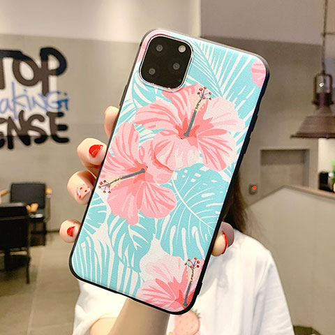 Coque Silicone Fleurs Souple Couleur Unie Etui Housse H09 pour Apple iPhone 11 Pro Max Cyan