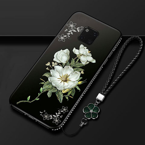 Coque Silicone Fleurs Souple Couleur Unie Etui Housse K01 pour Huawei Mate 20 Pro Noir