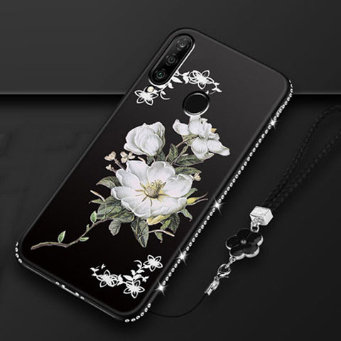 Coque Silicone Fleurs Souple Couleur Unie Etui Housse K01 pour Huawei Nova 4e Noir