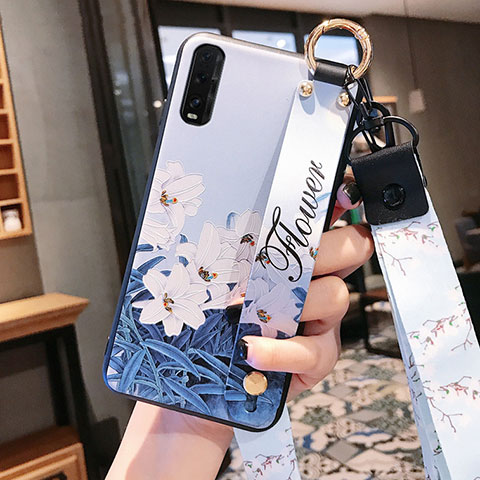 Coque Silicone Fleurs Souple Couleur Unie Etui Housse K01 pour Oppo Find X2 Bleu Ciel