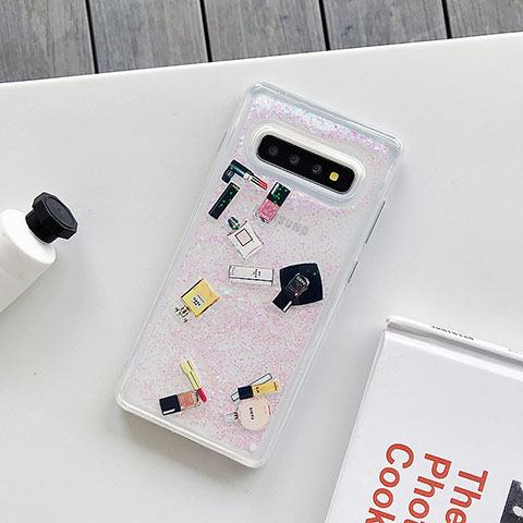 Coque Silicone Fleurs Souple Couleur Unie Etui Housse K01 pour Samsung Galaxy S10 Plus Blanc