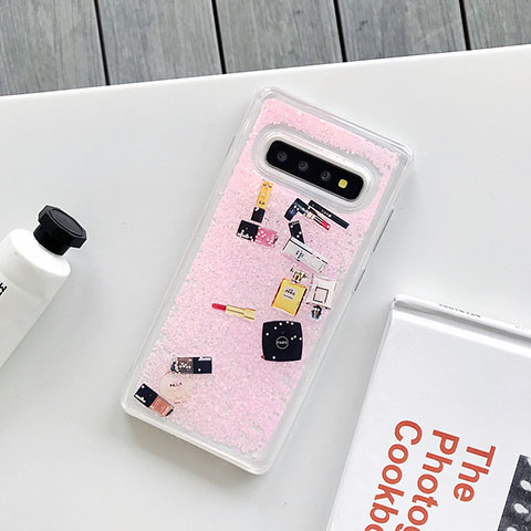 Coque Silicone Fleurs Souple Couleur Unie Etui Housse K01 pour Samsung Galaxy S10 Plus Rose