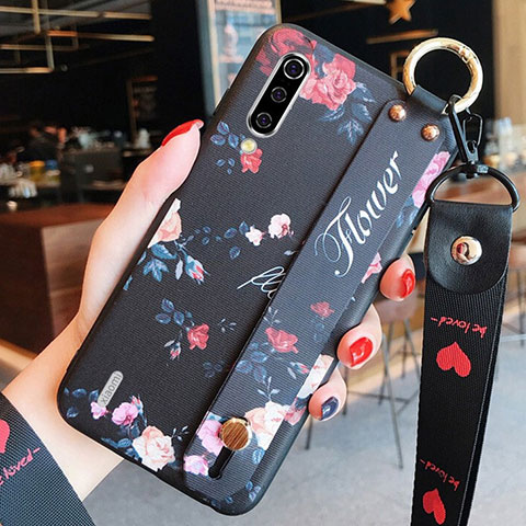 Coque Silicone Fleurs Souple Couleur Unie Etui Housse K01 pour Xiaomi Mi A3 Noir