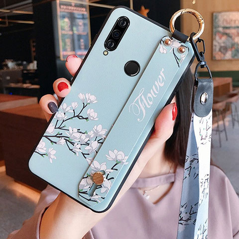 Coque Silicone Fleurs Souple Couleur Unie Etui Housse K02 pour Huawei Nova 4e Cyan