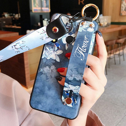 Coque Silicone Fleurs Souple Couleur Unie Etui Housse K03 pour Huawei P Smart+ Plus (2019) Bleu