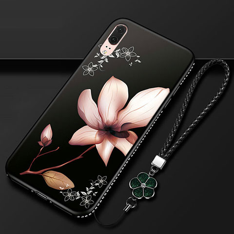 Coque Silicone Fleurs Souple Couleur Unie Etui Housse K03 pour Huawei P20 Marron