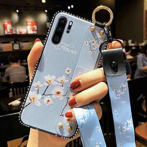 Coque Silicone Fleurs Souple Couleur Unie Etui Housse K04 pour Huawei P30 Pro New Edition Bleu Ciel