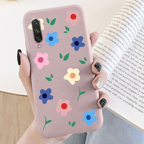 Coque Silicone Fleurs Souple Couleur Unie Etui Housse K07 pour Xiaomi Mi A3 Or Rose