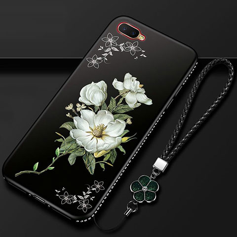 Coque Silicone Fleurs Souple Couleur Unie Etui Housse M02 pour Oppo K1 Blanc