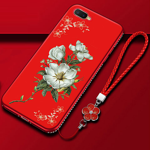 Coque Silicone Fleurs Souple Couleur Unie Etui Housse M02 pour Oppo R15X Rouge