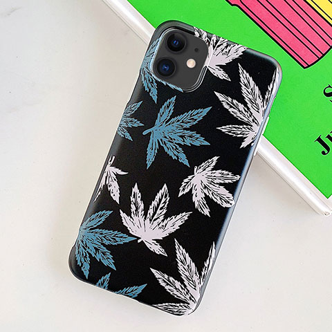 Coque Silicone Fleurs Souple Couleur Unie Etui Housse pour Apple iPhone 11 Noir