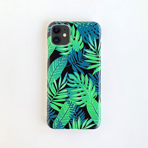 Coque Silicone Fleurs Souple Couleur Unie Etui Housse pour Apple iPhone 11 Vert