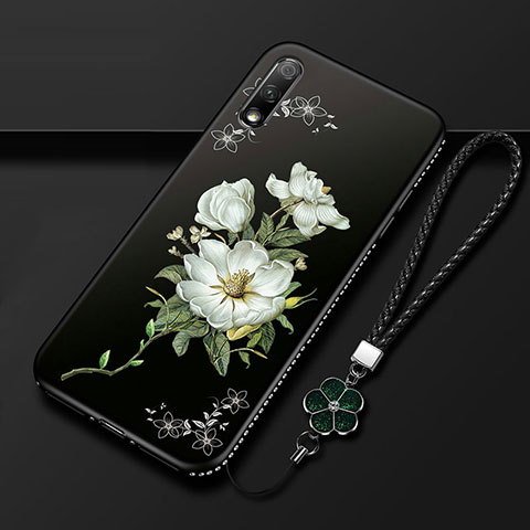 Coque Silicone Fleurs Souple Couleur Unie Etui Housse pour Huawei Enjoy 10 Blanc